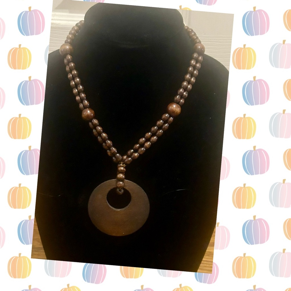 Elegant Brown Beaded wood Necklace